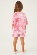 L1574 طقم شورت للفتيات قطن سنوبي لون زهري - الصورة 4