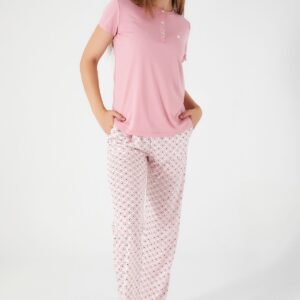 PC8619 PIERRE CARDIN طقم بيتي للنساء قطعتين بلون مميز من الزهري