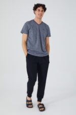 AR2534 طقم بيجاما قطعتين قطن للرجال بلوز لون رمادي مع بنطال لون اسود