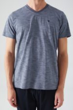 AR2534 طقم بيجاما قطعتين قطن للرجال بلوز لون رمادي مع بنطال لون اسود - الصورة 2