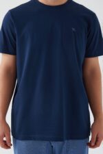 ar2539-s طقم بيجاما قطعتين قطن للرجال بلوز لون كحلي مع بنطال لون ازرق - الصورة 4