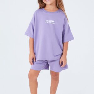 RP3076-2 طقم شورت قطن قطعتين للفتيات لون بنفسجي
