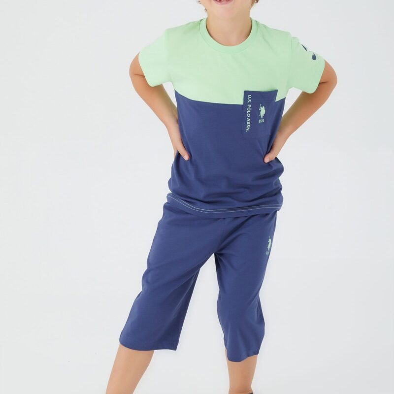 US1331 US POLO طقم للاولاد برمودا قطعتين قطن