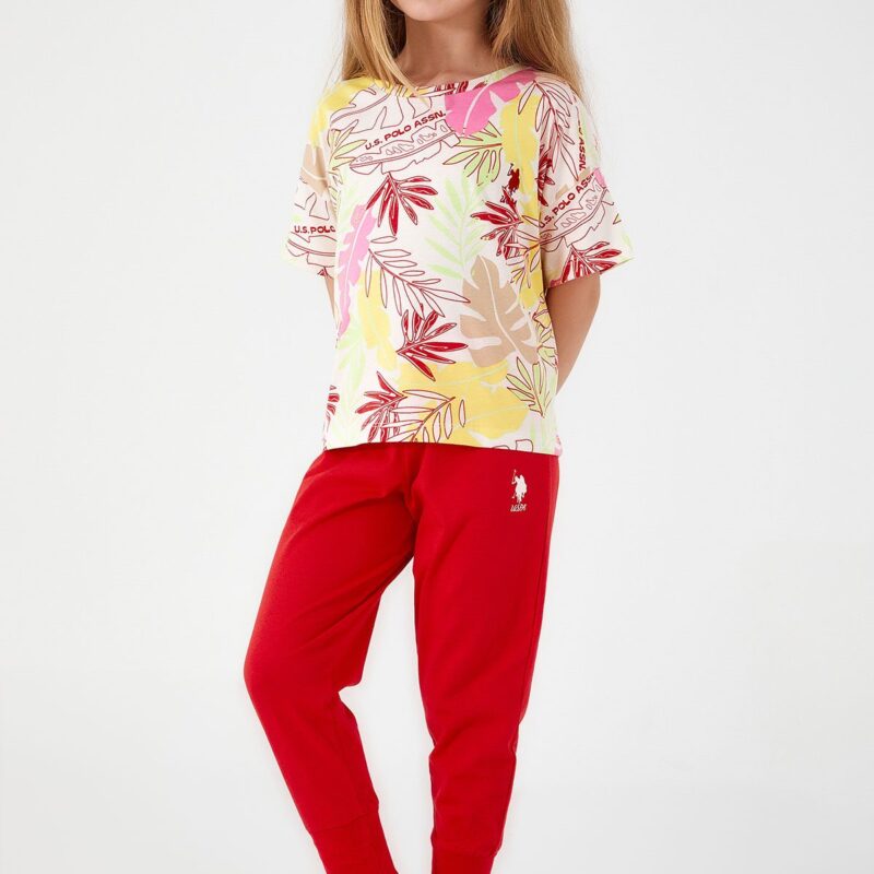 US1414-4 US POLO طقم للفتيات قطعتين قطن