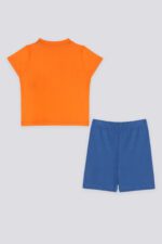 ⁦USB1104 US POLO BABY طقم شورت للاطفال قطن بلوز نصف كم لون اورنج مع شورت لون ازرق⁩ - الصورة ⁦5⁩