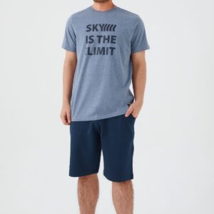 AR2075-X طقم شورت قطن للرجال مقاسات كبيرة  بلوز لون بترولي مع بنطال لون كحلي