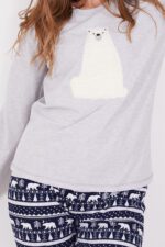 AR2154 من كولكشن العائلة الام مع ابنتها بيجاما قطن سوبيرم قطعتين بلوز لون رمادي فاتح مع بنطال لون كحلي - الصورة 9