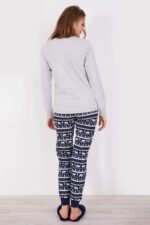 AR2154 من كولكشن العائلة الام مع ابنتها بيجاما قطن سوبيرم قطعتين بلوز لون رمادي فاتح مع بنطال لون كحلي - الصورة 10