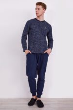 AR2321-S طقم بيجاما قطعتين للرجال قطن لون كحلي