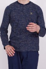 AR2321-S طقم بيجاما قطعتين للرجال قطن لون كحلي - الصورة 3