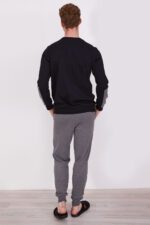 AR2338-S طقم بيجاما قطعتين قطن للرجال بتصميم مميز باللونين الاسود مع الرمادي - الصورة 4