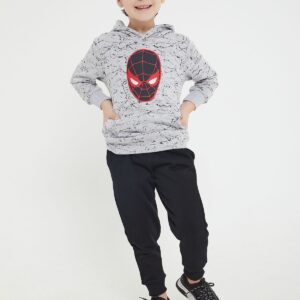 D4722-3 SPIDER-MAN طقم تريننج سبايدر مان مبطن مع طاقية للاولاد بلوز لون رمادي