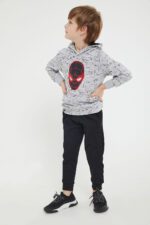 D4722-3 SPIDER-MAN طقم تريننج سبايدر مان مبطن مع طاقية للاولاد بلوز لون رمادي - الصورة 4