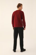 AR2782-S طقم بيجاما قطعتين بلونها المميز للرجال بلوز لون خمري تريكو مع بنطال لون اسود قطن - الصورة 3