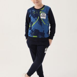 RP3224 طقم تريننج قطن للاولاد ثلاث خيوط بلوز هودي لون كحلي