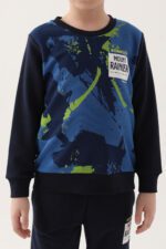 ⁦RP3224 طقم تريننج قطن للاولاد ثلاث خيوط بلوز هودي لون كحلي⁩ - الصورة ⁦5⁩