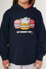 RP3243 طقم تريننج للبنات قطن ثلاث خيوط بلوز هودي مع طاقية لون كحلي وبنطال لون رمادي فاتح - الصورة 3