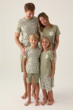 AR2870 طقم بيجاما قطن من كولكش العائلة قطعتين لون فستقي - الصورة 2