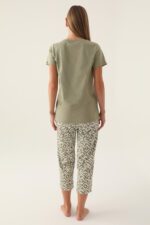 AR2870 طقم بيجاما قطن من كولكش العائلة قطعتين لون فستقي - الصورة 6