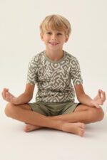 ⁦AR2980 طقم بيجاما قطن من كولكش العائلة قطعتين لون فستقي⁩ - الصورة ⁦8⁩