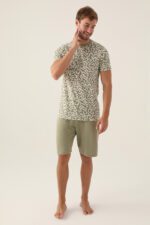 ⁦AR2980 طقم بيجاما قطن من كولكش العائلة قطعتين لون فستقي⁩ - الصورة ⁦3⁩