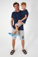 RP3040 من كولكشن العائلة الاب مع ابنه طقم شورت قطن قطعتين