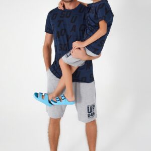 RP3040 من كولكشن العائلة الاب مع ابنه طقم شورت قطن قطعتين