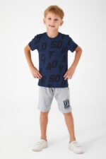 RP3040 من كولكشن العائلة الاب مع ابنه طقم شورت قطن قطعتين - الصورة 3