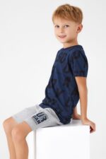 RP3040 من كولكشن العائلة الاب مع ابنه طقم شورت قطن قطعتين - الصورة 2