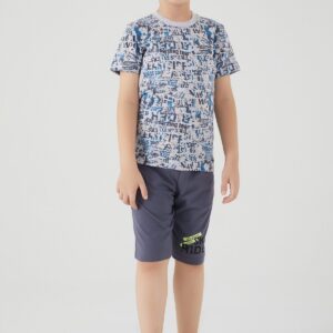 RP3051 طقم برمودا للاولاد قطن بلوز نصف كم