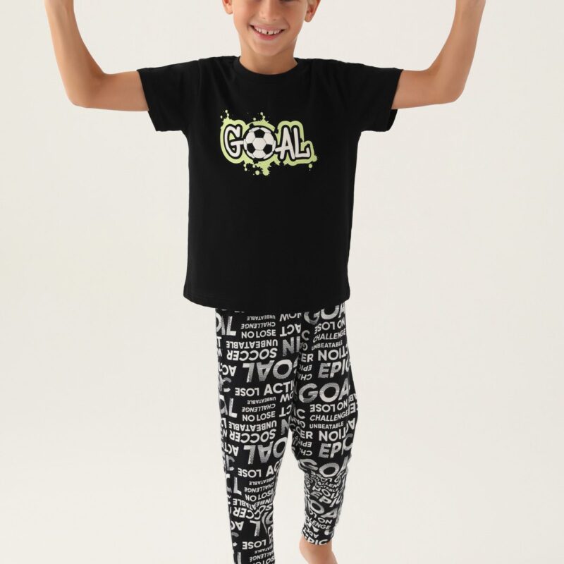 RP3344 طقم بيجاما قطعتين قطن لون اسود