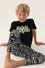 ⁦RP3344 طقم بيجاما قطعتين قطن لون اسود⁩ - الصورة ⁦3⁩