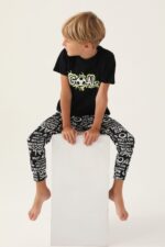 ⁦RP3344 طقم بيجاما قطعتين قطن لون اسود⁩ - الصورة ⁦4⁩