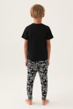 ⁦RP3344 طقم بيجاما قطعتين قطن لون اسود⁩ - الصورة ⁦5⁩