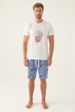 ⁦RP3373 كابلز طقم بيجاما للرجال قطن شورت قطعتين"POP CORN"⁩ - الصورة ⁦4⁩