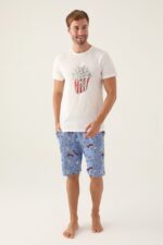 ⁦RP3373 كابلز طقم بيجاما للرجال قطن شورت قطعتين"POP CORN"⁩ - الصورة ⁦3⁩