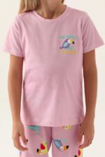 RP3403 طقم بيجاما قطن للبنات قطعتين لون زهري - الصورة 4