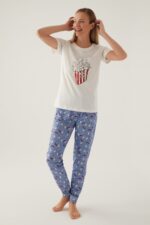 RP3415 كابلز طقم بيجاما للنساء قطن  قطعتين"POP CORN"