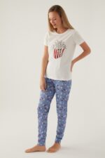 RP3415 كابلز طقم بيجاما للنساء قطن  قطعتين"POP CORN" - الصورة 3