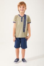 ⁦US1350 US POLO طقم شورت للاولاد قطعتين قطن بتصميم مميز⁩ - الصورة ⁦3⁩