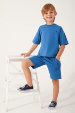 ⁦US1366-4 US POLO تريننج شورت للاولاد قطن ثلاث خيوط لون ازرق⁩ - الصورة ⁦6⁩