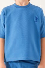 ⁦US1366-4 US POLO تريننج شورت للاولاد قطن ثلاث خيوط لون ازرق⁩ - الصورة ⁦3⁩