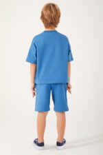 ⁦US1366-4 US POLO تريننج شورت للاولاد قطن ثلاث خيوط لون ازرق⁩ - الصورة ⁦2⁩