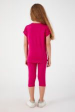 ⁦US1402 US POLO طقم برمودا للفتيات قطن لون فوشيا⁩ - الصورة ⁦2⁩