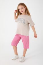 ⁦US1408 US POLO تريننج شورت للفتيات قطن بتصميم والوان مميزة⁩ - الصورة ⁦5⁩