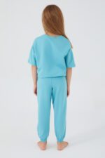 US1418 US POLO طقم تريينج للفتيات قطن ثلاث خيوط  لون ازرق سماوي - الصورة 5