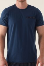 AR3015-S طقم ثلاث قطع للرجال قطن بنطال مخطط مع بلوز نصف كم - الصورة 3