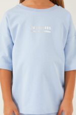 RP3076-2 طقم شورت قطن  قطعتين للفتيات لون ازرق فاتح - الصورة 3