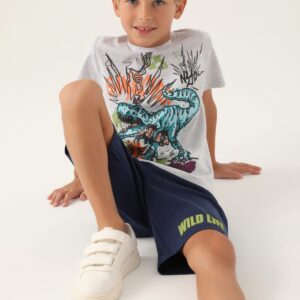 RP3364 طقم شورت للاولاد قطن قطعتين نصف كم ديناصور