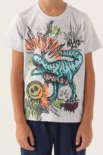 RP3364 طقم شورت للاولاد قطن قطعتين نصف كم ديناصور - الصورة 4